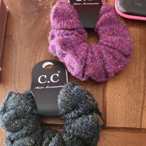 C.C Textured Purple and Blue Hair Scrunchies